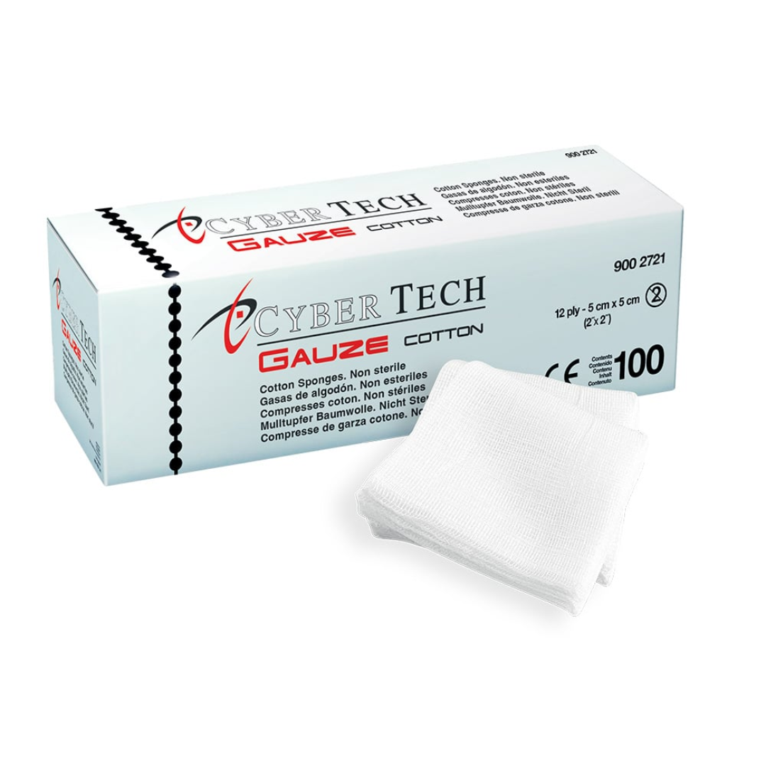 Compresses tissées non stériles 5 x 5 cm 12 plis - boîte de 100-0