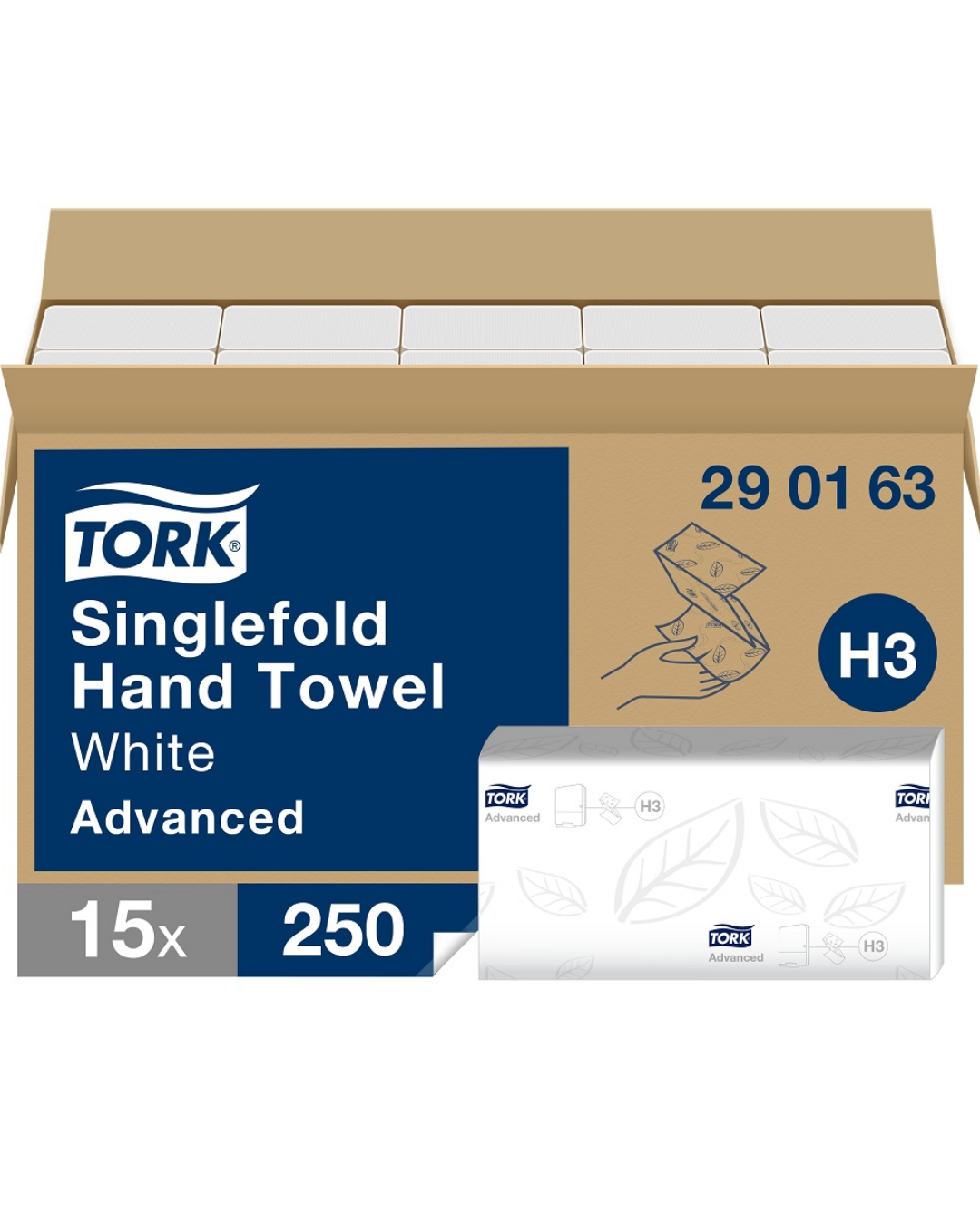 Essuie-mains H3 pliés en V (Z) blancs et vert 25x23cm-0