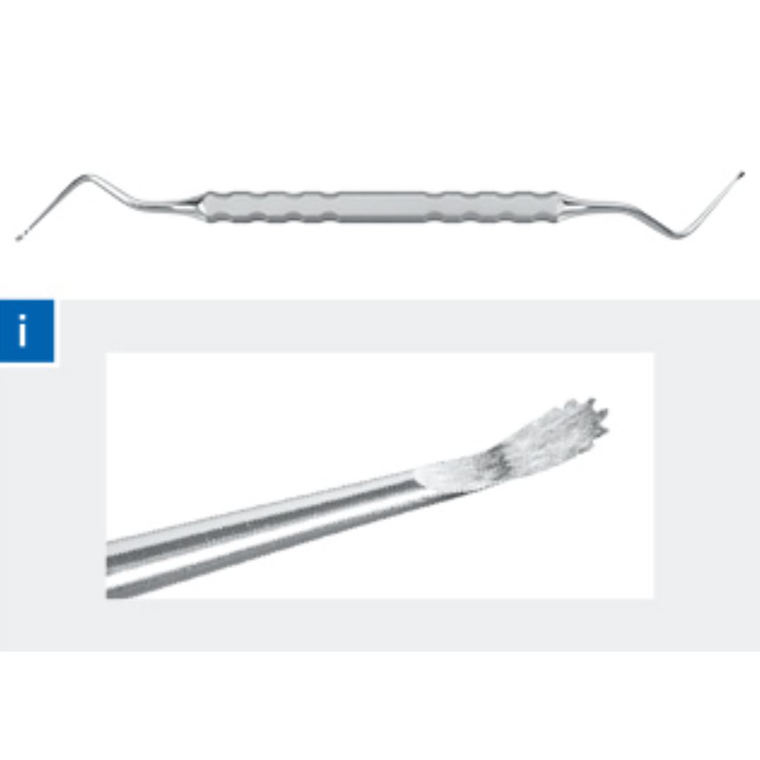 Lucas, Curette, dentelé 17,5 cm à double extrémité, Ø1,5 mm-0