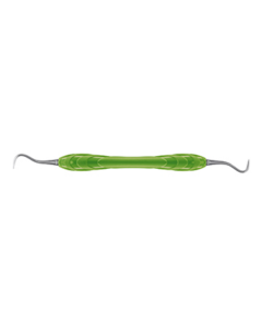 Détartreur faucille, HYGIENIST, H6/H7, épée ERGO DESIGN poignée, vert, pointes en titane remplaçables, 16cm, contre-angle.