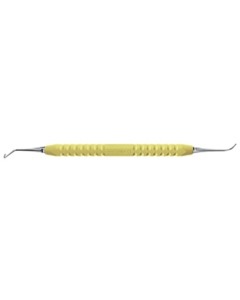 Instrument rétro micro boule plugger Ø 0,8 / plugger Ø 0,5 mm 130° angulé, poignée jaune