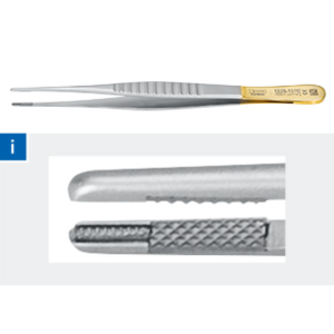 Pince vasculaire atraumatique DeBakey avec inserts TC longueur 15 cm, largeur 1,5 mm, longueur TC 6 mm