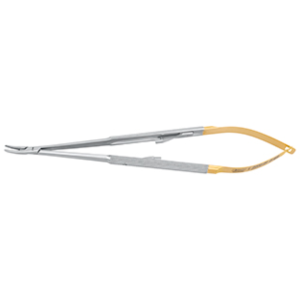 TC Porte-aiguille 18 cm incurvé, avec serrure BARRAQUER, avec insert en carbure 6/0 - 8/0