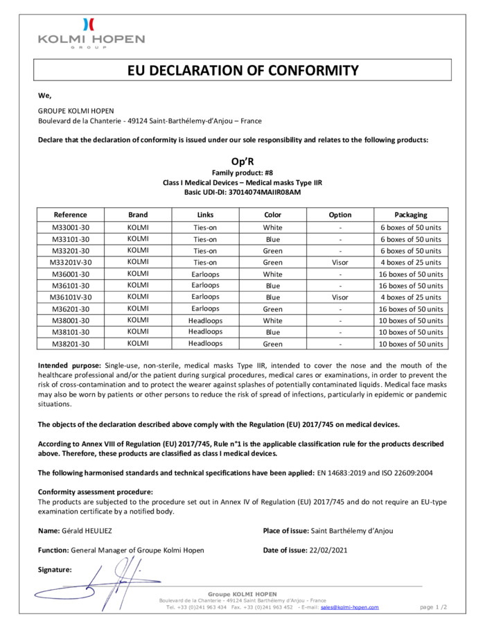 Déclaration de conformité