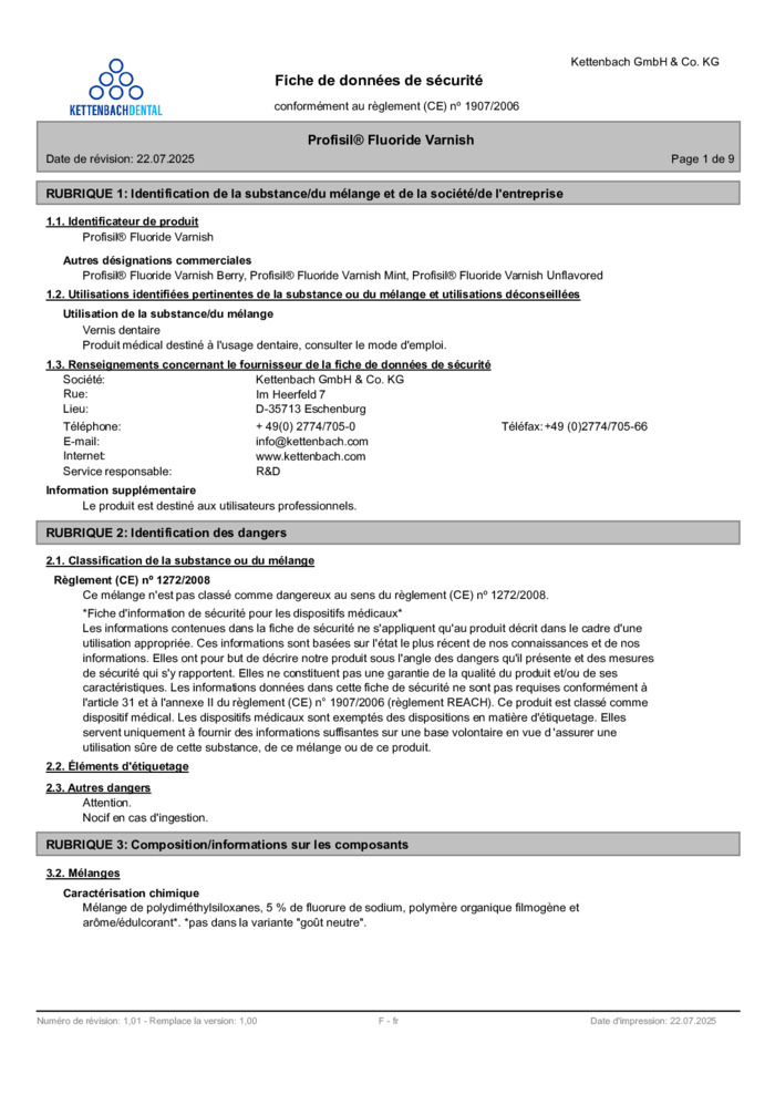 Fiche de données de sécurité